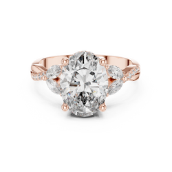 14K Gold Lab Grown Diamond Oval Engagement Ring Front View

