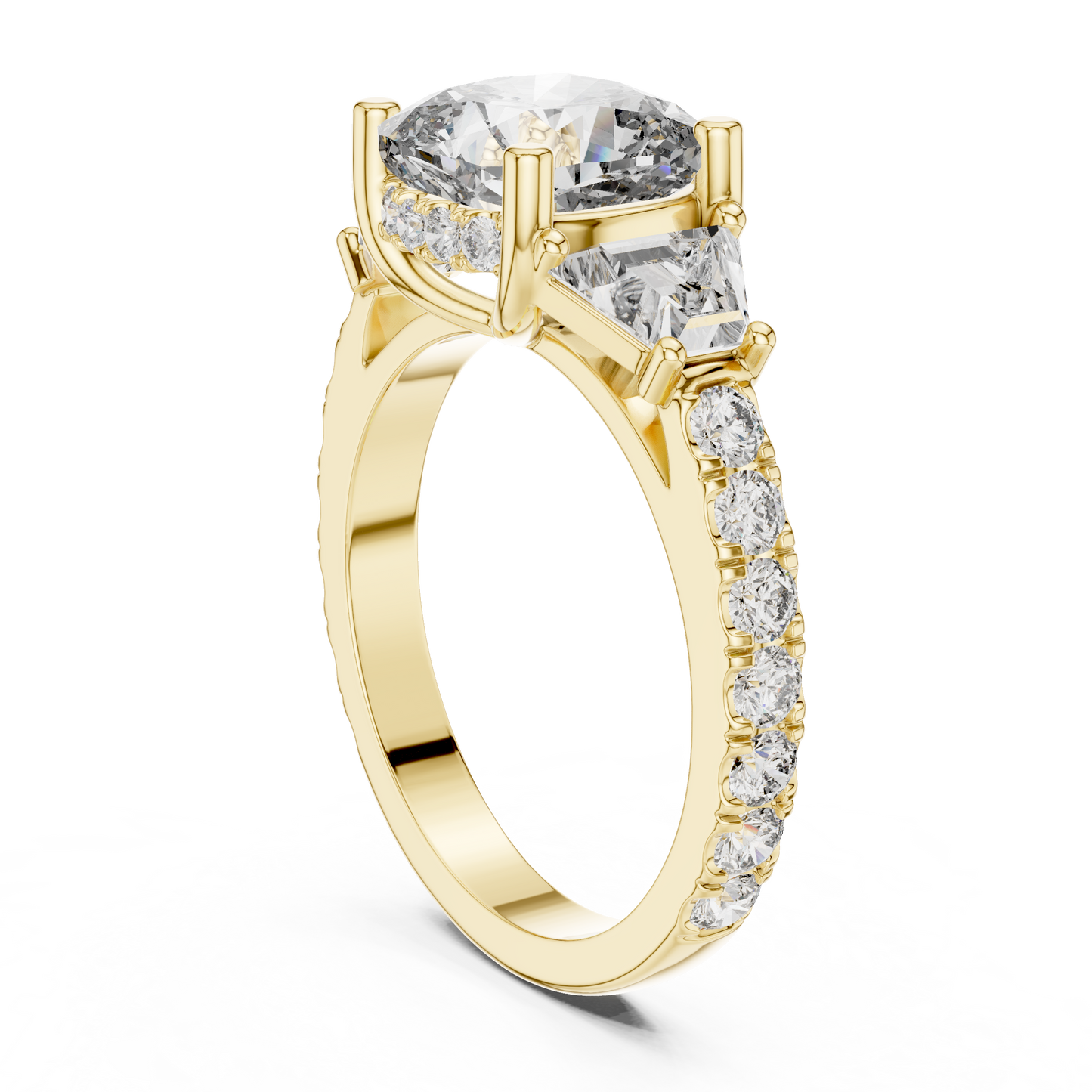 14K Gold Octagon Lab Diamond Ring Close Up Macro View Showing Stone Brilliance And Cut