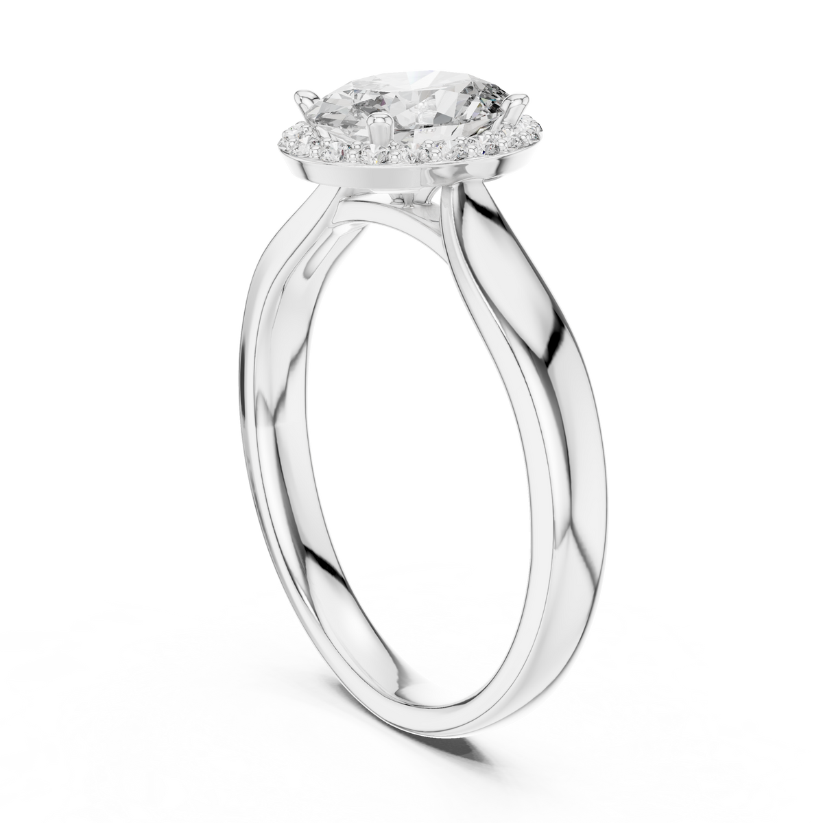 14K Gold Oval Halo Diamond Ring Sunlight Sparkle