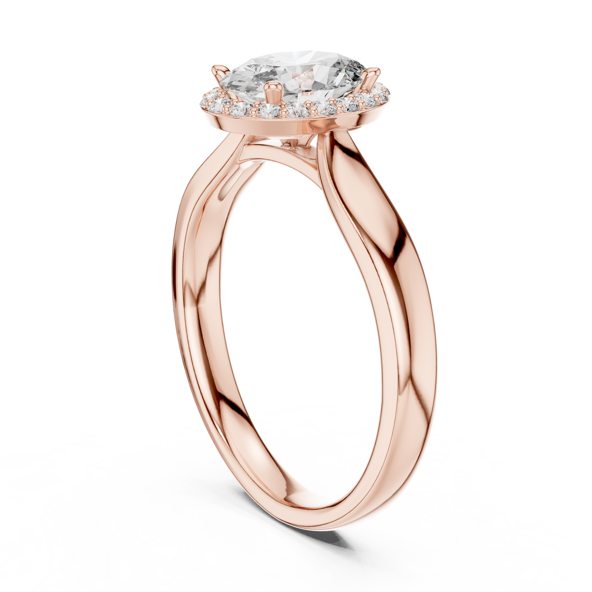 14K Gold Oval Lab Diamond Ring On Hand Model