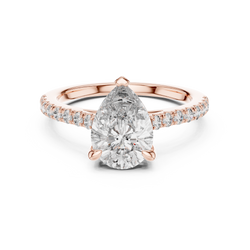 14K Gold Pear Cut Lab Diamond Engagement Ring Front View
