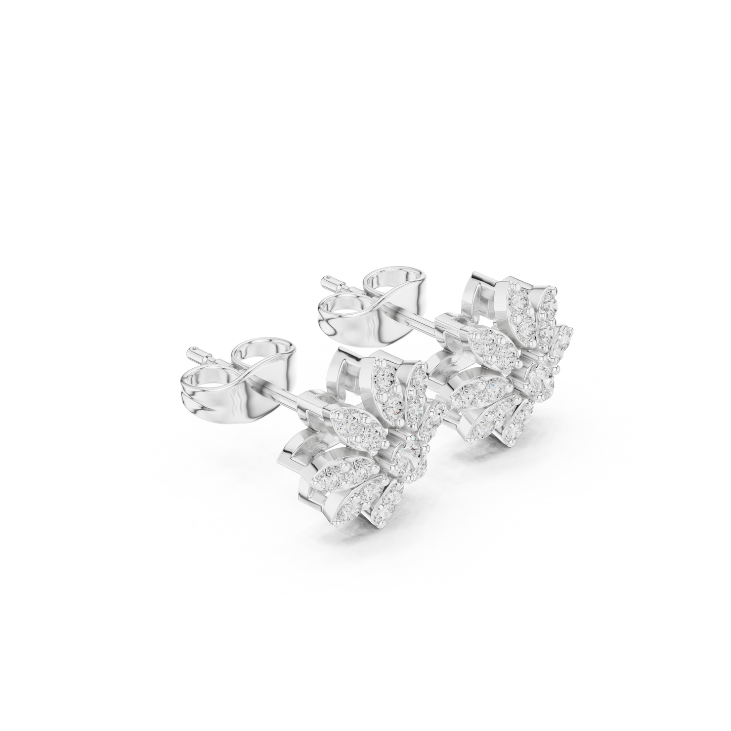 14K Gold Round Cut Lab Grown Diamond Flower Stud Earrings Minimalist Floral Design Jewelry for Everyday Luxury Wear