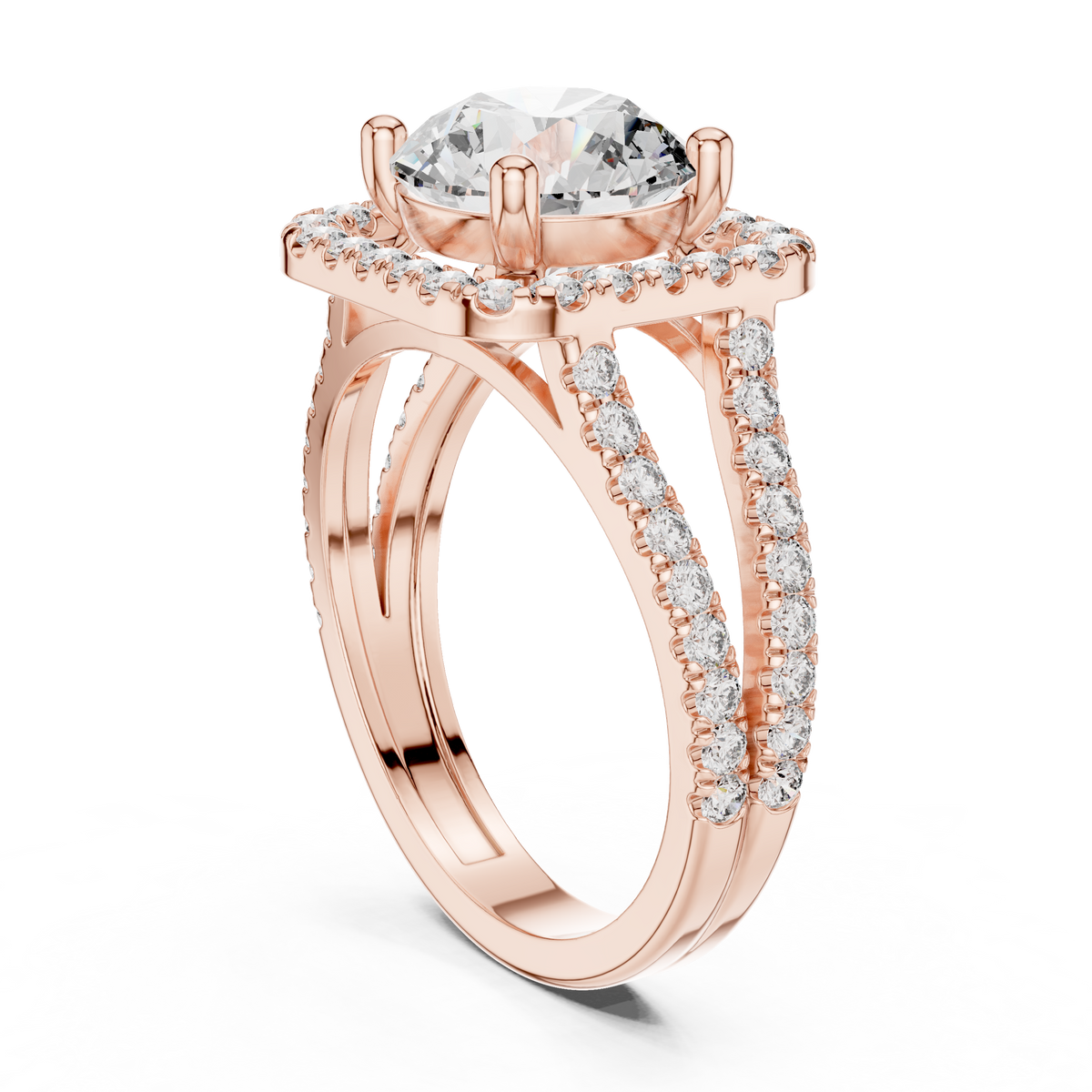 14K Solid Gold Diamond Ring On Hand Model

