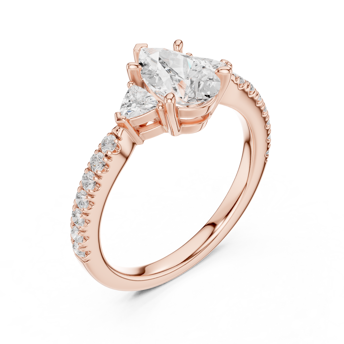 14K Yellow Gold Lab Diamond Ring On Hand Model