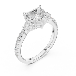 14k gold heart diamond engagement ring presented inside signature velvet presentation jewelry box, displaying delicate band craftsmanship and brilliant gem sparkle for gift for her search queries.
