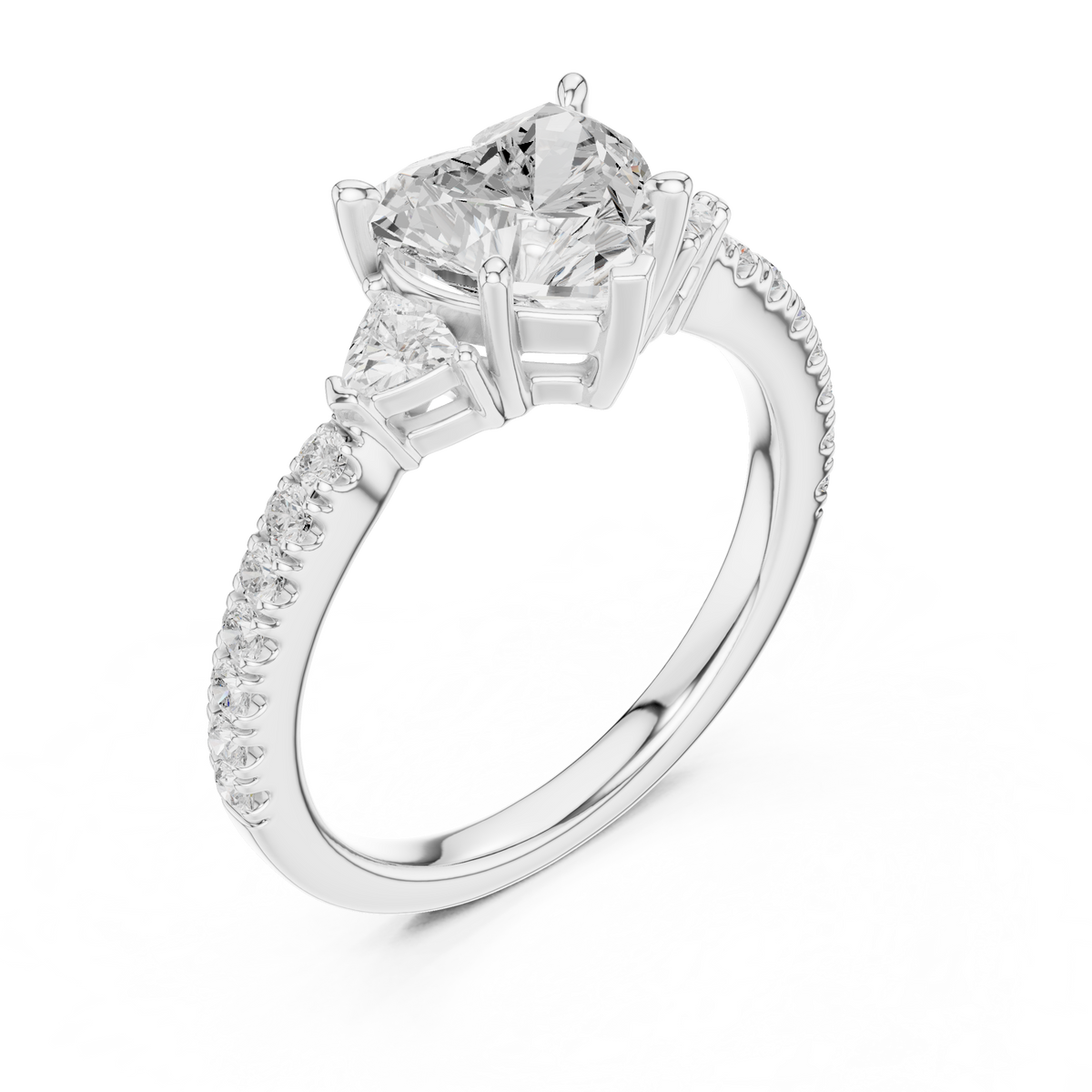 14k gold heart diamond engagement ring presented inside signature velvet presentation jewelry box, displaying delicate band craftsmanship and brilliant gem sparkle for gift for her search queries.