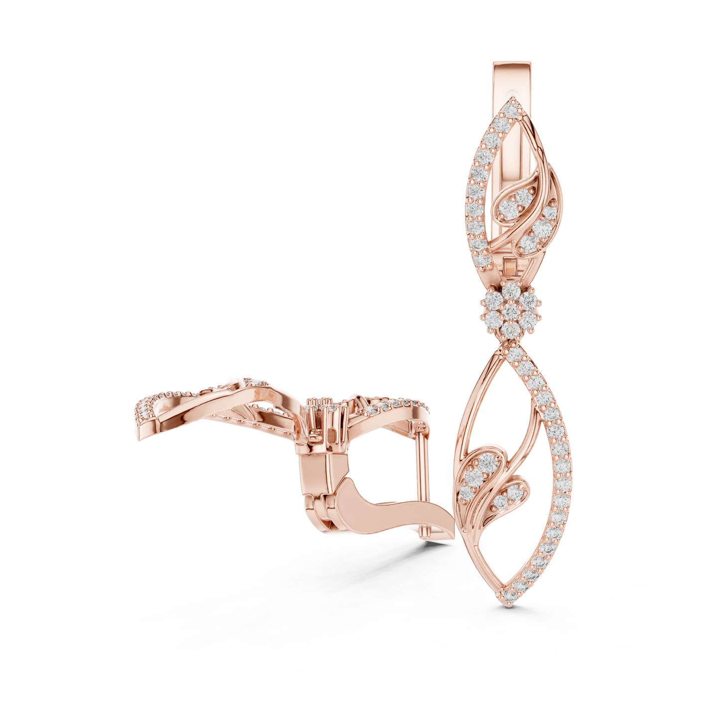 Hyper Luxe Floral Twist Diamond Drops • Gold Vine Infinity Earrings • Elite Designer Jewelry