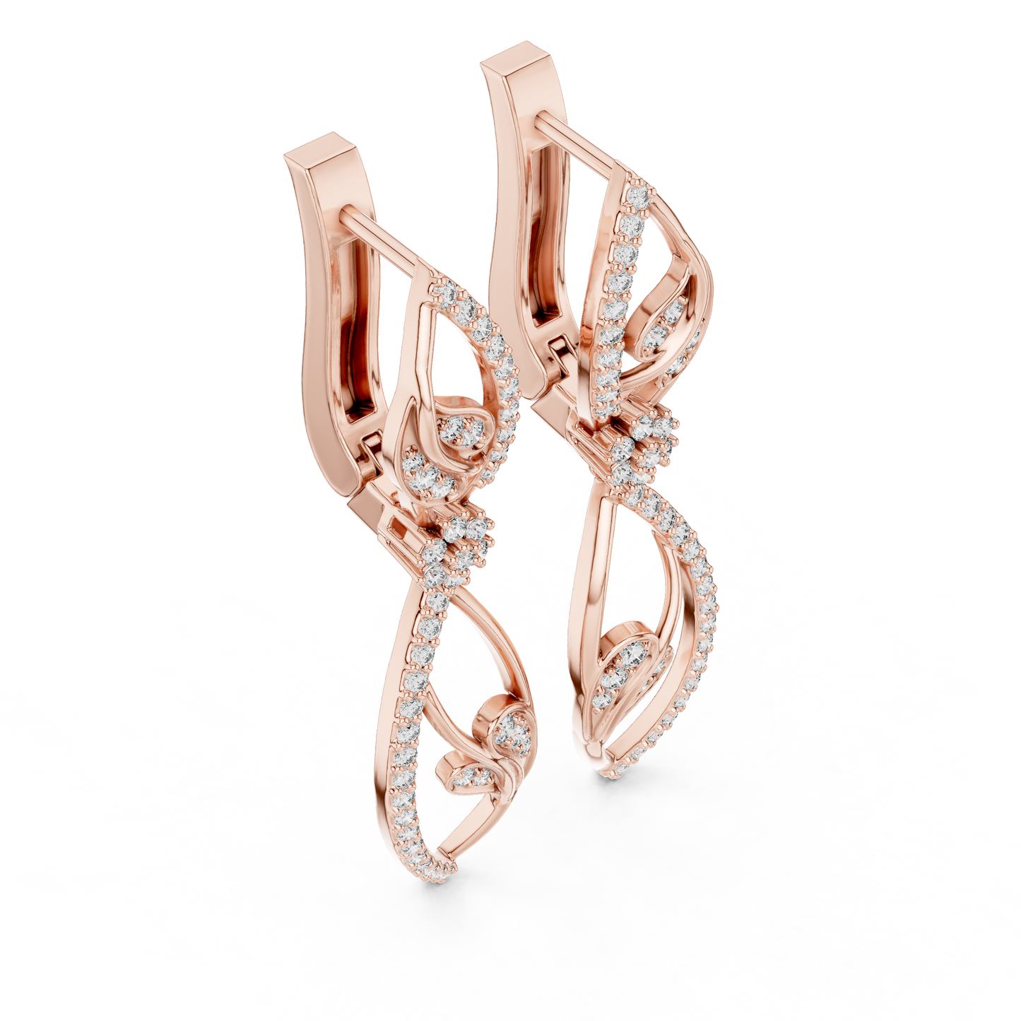 Hyper Luxe Floral Twist Diamond Drops • Gold Vine Infinity Earrings • Elite Designer Jewelry