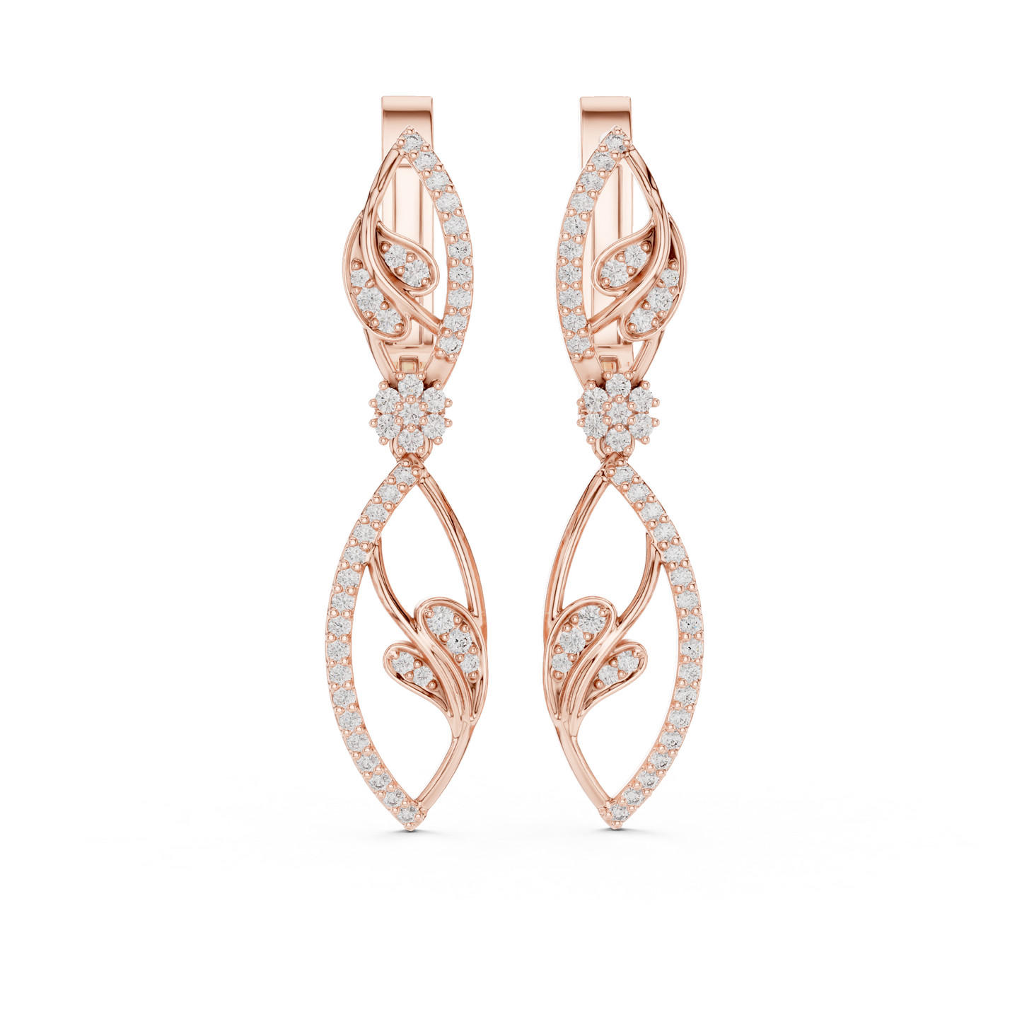 Hyper Luxe Floral Twist Diamond Drops • Gold Vine Infinity Earrings • Elite Designer Jewelry