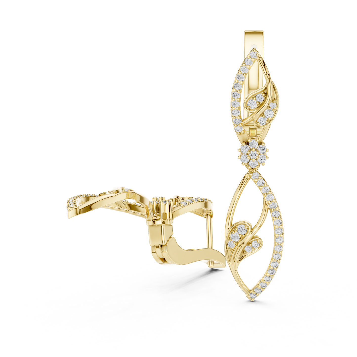 Hyper Luxe Floral Twist Diamond Drops • Gold Vine Infinity Earrings • Elite Designer Jewelry