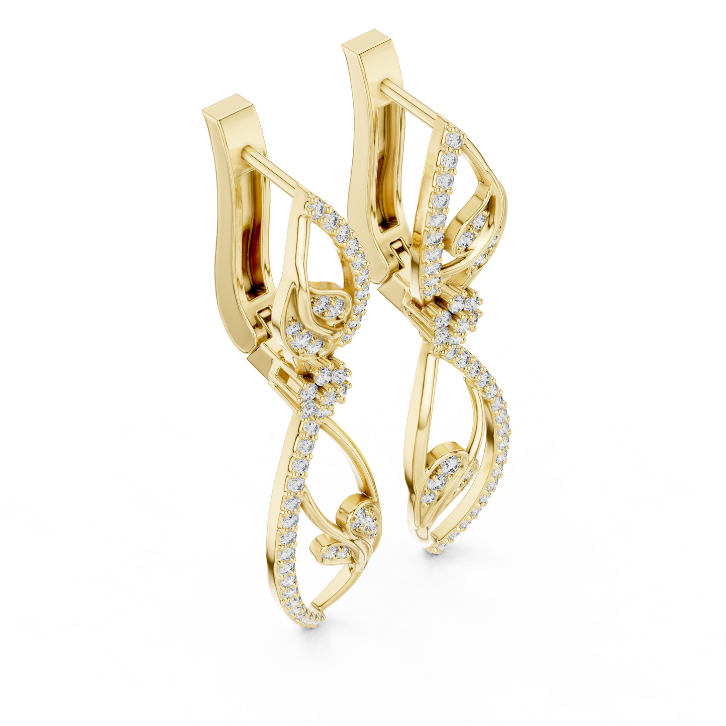 Hyper Luxe Floral Twist Diamond Drops • Gold Vine Infinity Earrings • Elite Designer Jewelry
