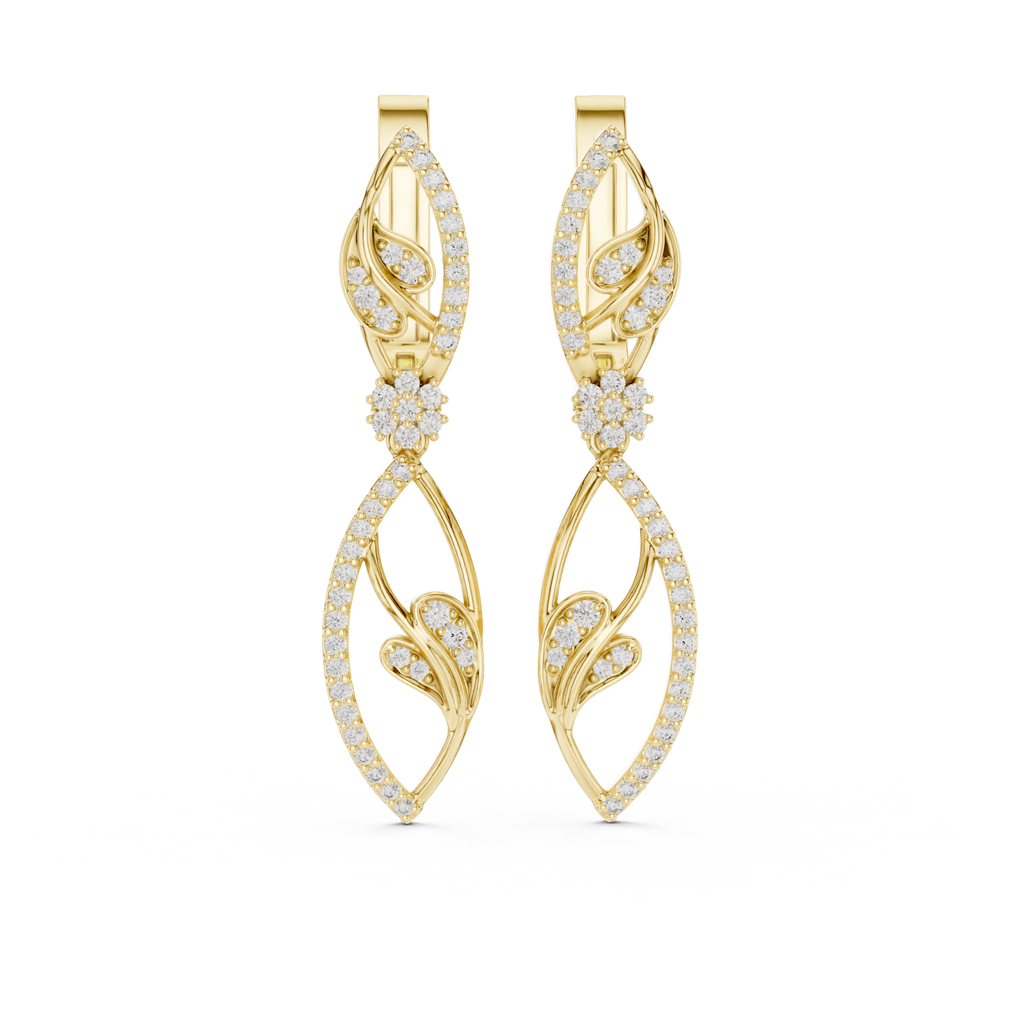 Hyper Luxe Floral Twist Diamond Drops • Gold Vine Infinity Earrings • Elite Designer Jewelry