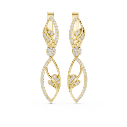Hyper Luxe Floral Twist Diamond Drops • Gold Vine Infinity Earrings • Elite Designer Jewelry