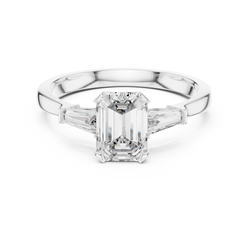 18K Gold Baguette Accent Engagement Ring Basket View
