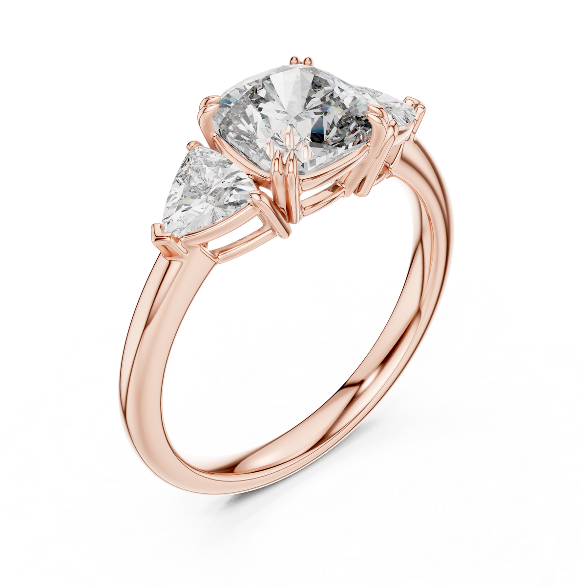18K Gold Cushion Cut Diamond Ring Side Profile Angle