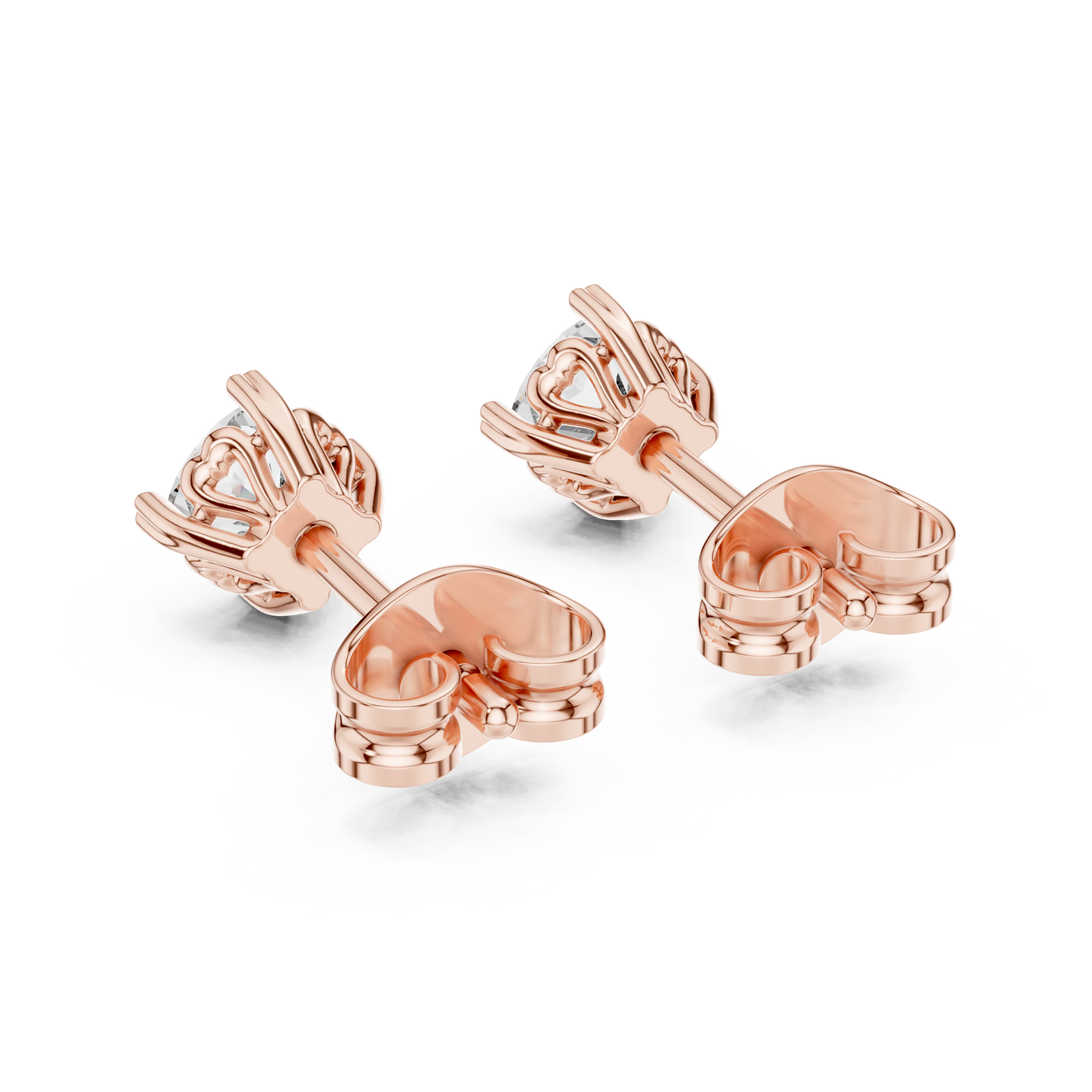 18K Gold Cushion Square Diamond Stud Earrings