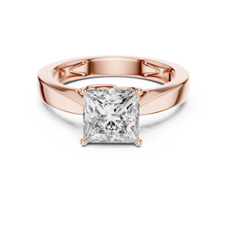 18K Gold Princess Cut Solitaire Ring Side Profile