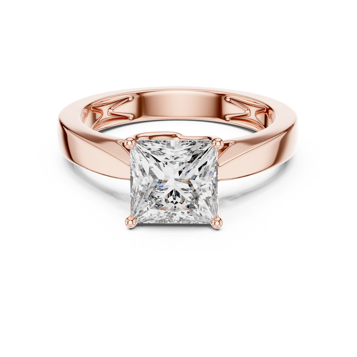 18K Gold Princess Cut Solitaire Ring Side Profile