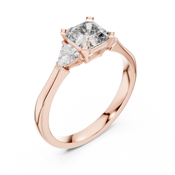 18K Gold Three Stone Ring Side Profile