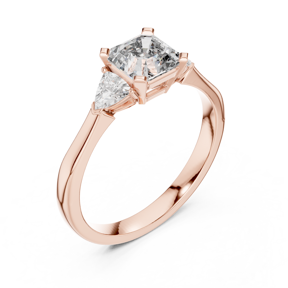 18K Gold Three Stone Ring Side Profile