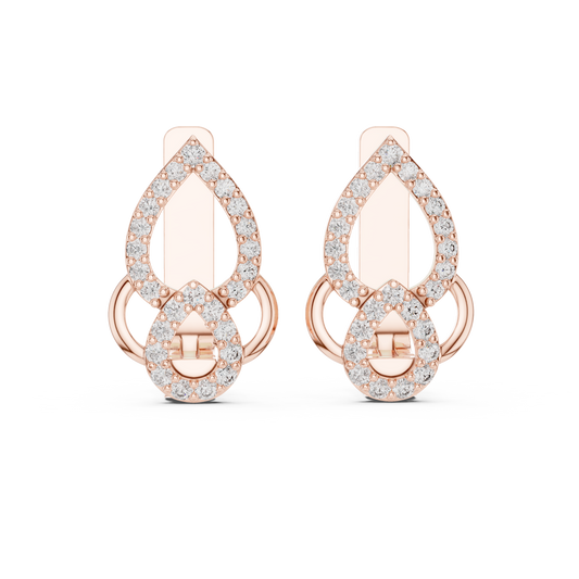 QuantumTeardrop™ Dual-Pavé Diamond Hinge Hoops • Hyper-Luxe Locking Earrings • Royal Gold Shine