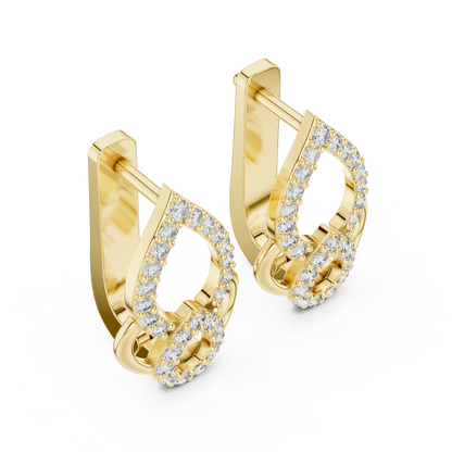 QuantumTeardrop™ Dual-Pavé Diamond Hinge Hoops • Hyper-Luxe Locking Earrings • Royal Gold Shine