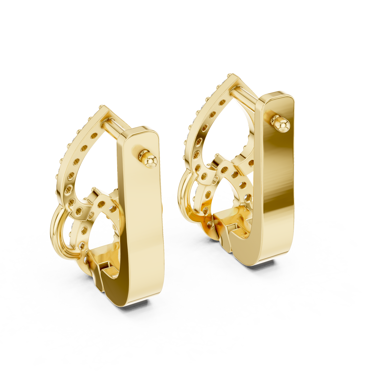 QuantumTeardrop™ Dual-Pavé Diamond Hinge Hoops • Hyper-Luxe Locking Earrings • Royal Gold Shine