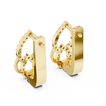 QuantumTeardrop™ Dual-Pavé Diamond Hinge Hoops • Hyper-Luxe Locking Earrings • Royal Gold Shine