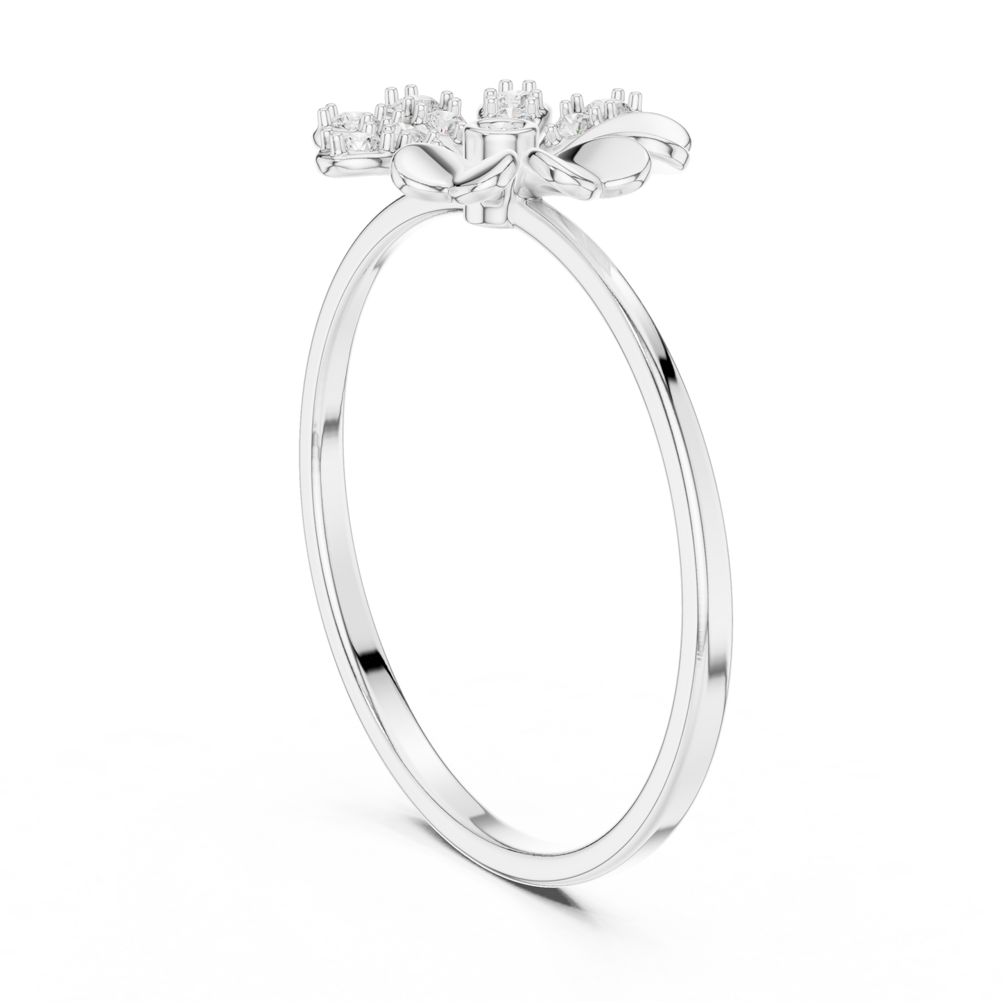 Nature Inspired Daisy Ring • Diamond Center Flower Band • Romantic Jewelry - Gift For Fiancée