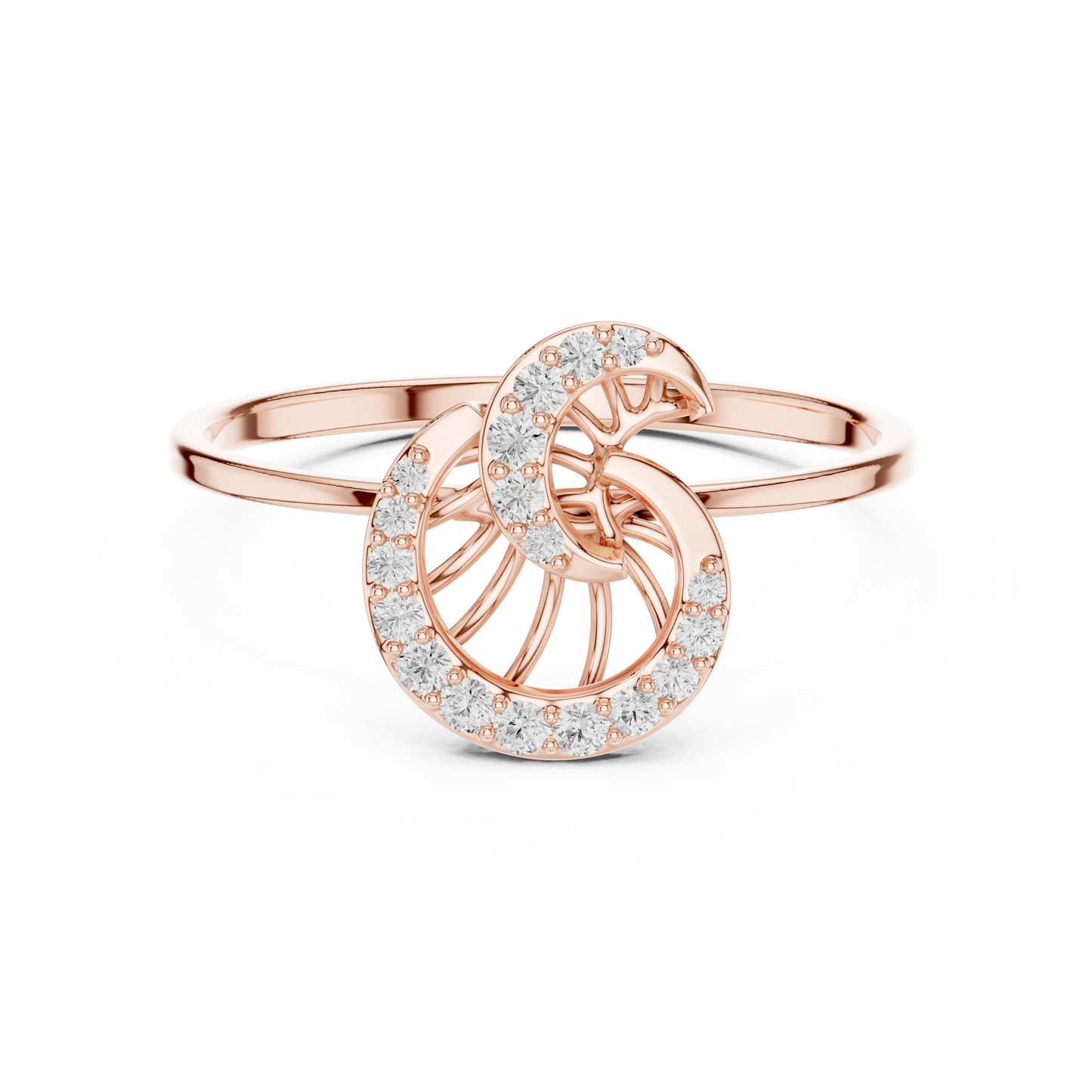 Aurora Curve Diamond Band • Modern Fluid Line Ring for Everyday Wear - Chic Swirl Pattern