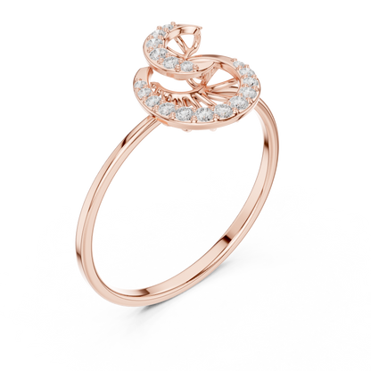Aurora Curve Diamond Band • Modern Fluid Line Ring for Everyday Wear - Chic Swirl Pattern