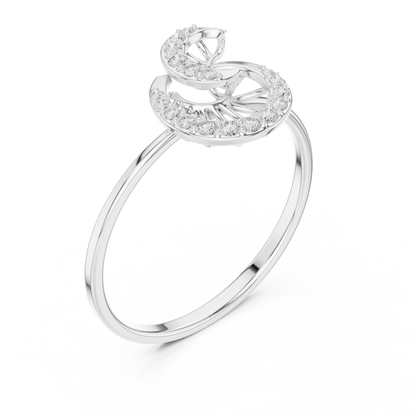 Aurora Curve Diamond Band • Modern Fluid Line Ring for Everyday Wear - Chic Swirl Pattern