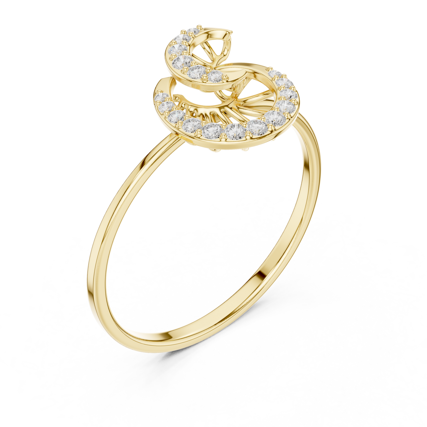 Aurora Curve Diamond Band • Modern Fluid Line Ring for Everyday Wear - Chic Swirl Pattern