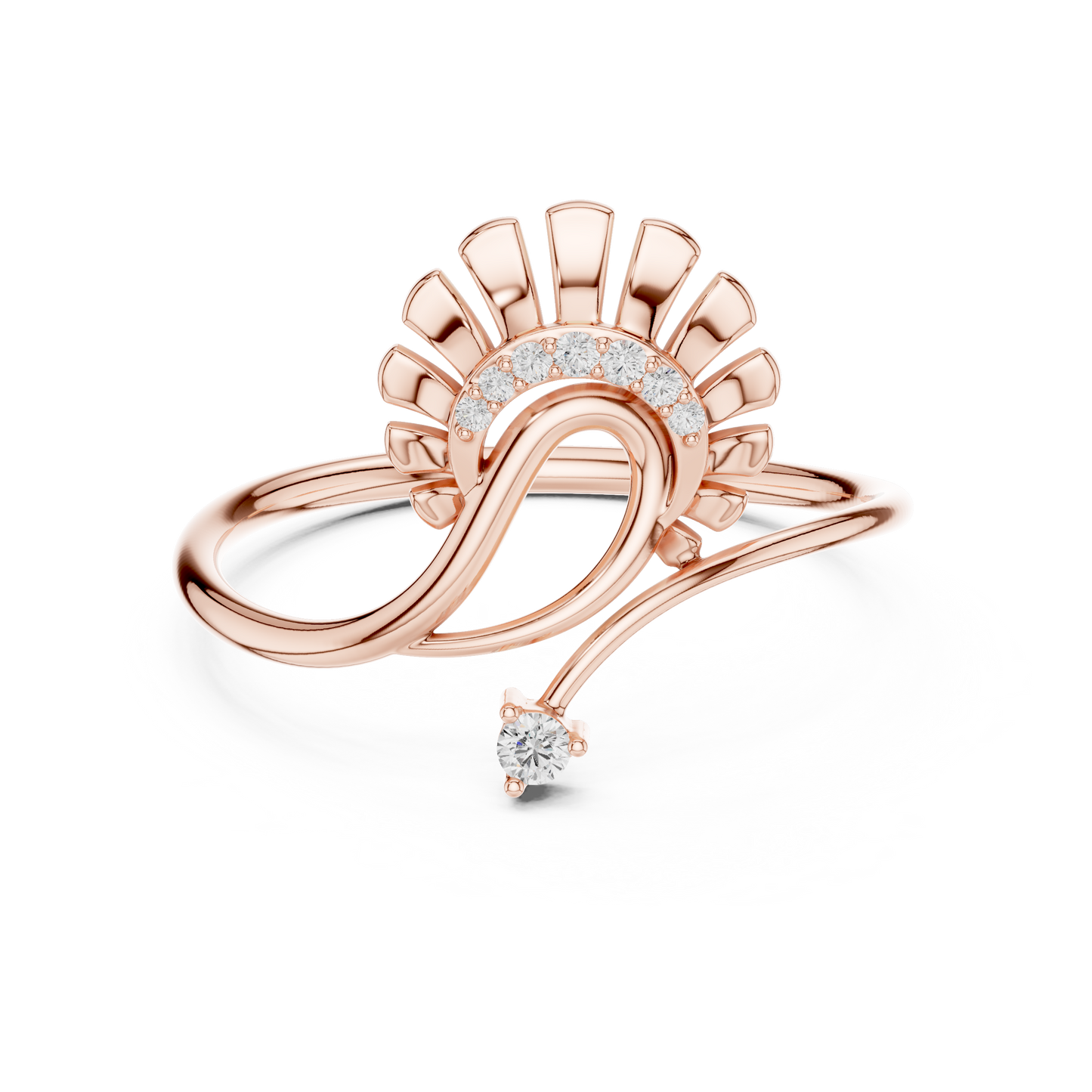 infinity Curve Sunbeam Ring Elegant Gold Modern Diamond Gift - WavyPetal Sun flare  Ring Romantic