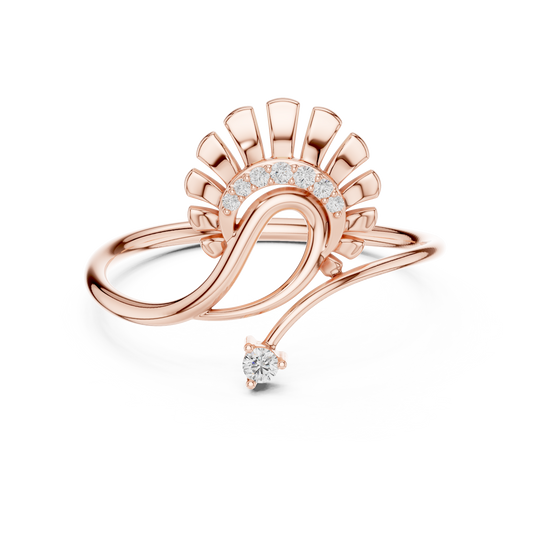 infinity Curve Sunbeam Ring Elegant Gold Modern Diamond Gift - WavyPetal Sun flare  Ring Romantic