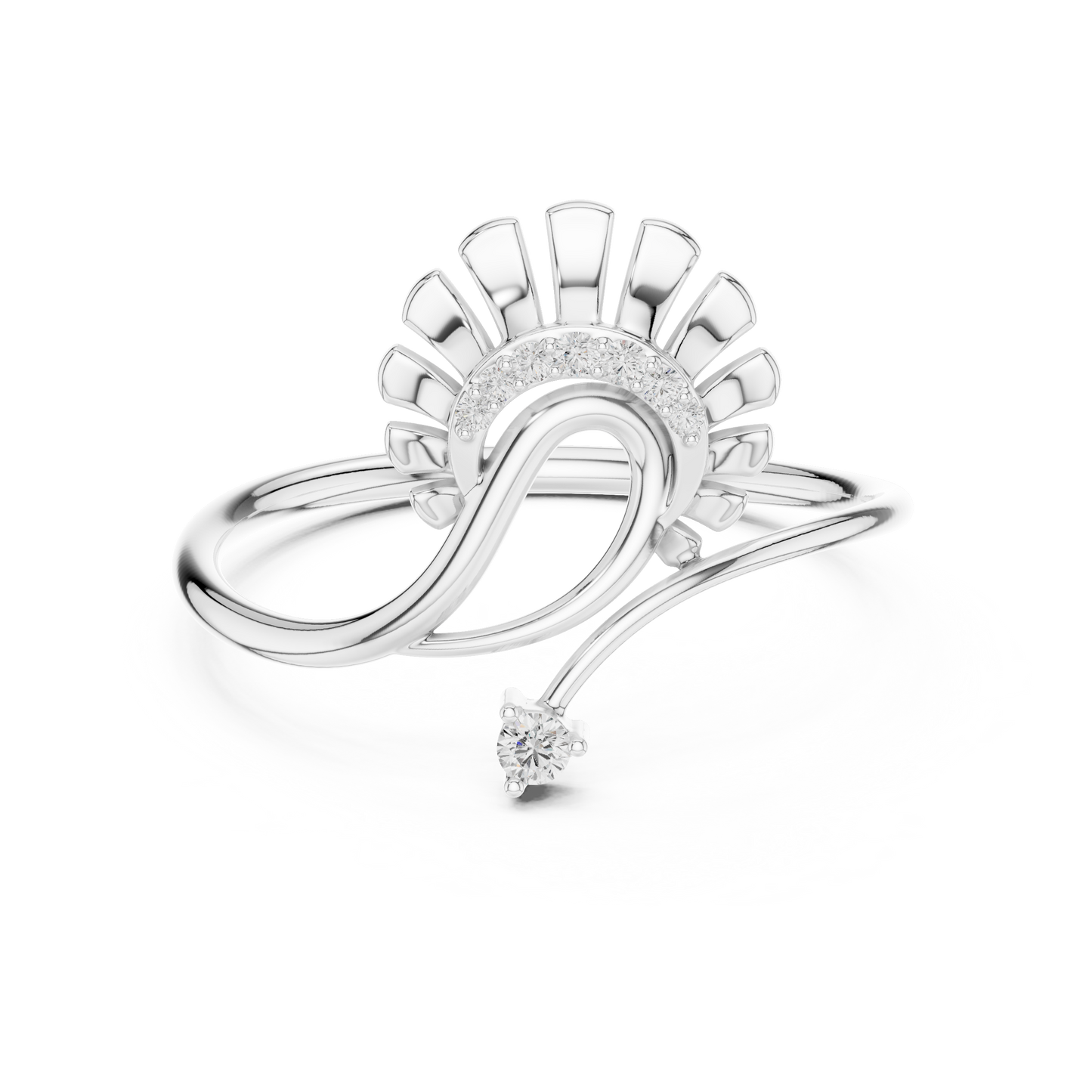 infinity Curve Sunbeam Ring Elegant Gold Modern Diamond Gift - WavyPetal Sun flare  Ring Romantic