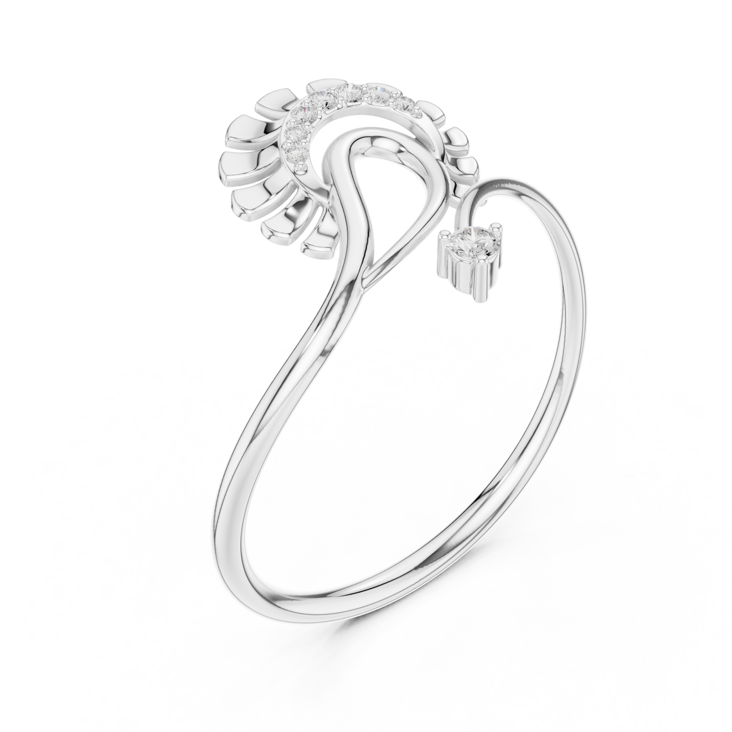 infinity Curve Sunbeam Ring Elegant Gold Modern Diamond Gift - WavyPetal Sun flare  Ring Romantic