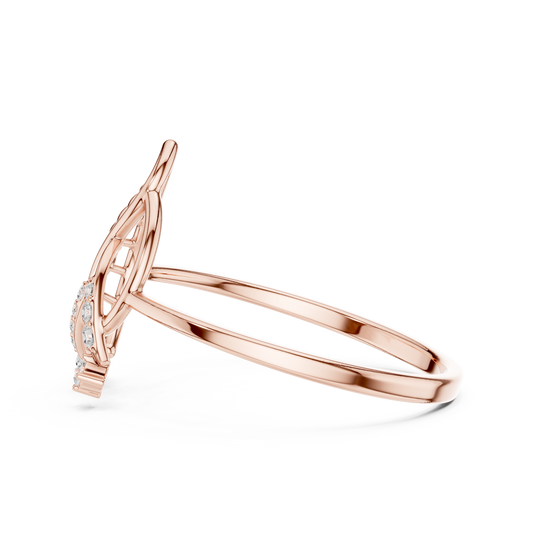 CZ Butterfly Ring Slim Silver Leaf Inspired Jewelry - Openwork Wing Silver Band Crystal Look