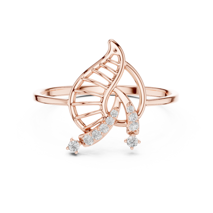 CZ Butterfly Ring Slim Silver Leaf Inspired Jewelry - Openwork Wing Silver Band Crystal Look