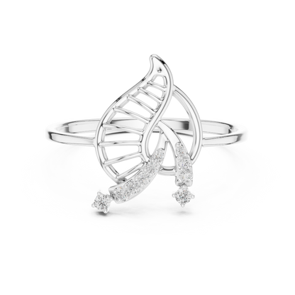 CZ Butterfly Ring Slim Silver Leaf Inspired Jewelry - Openwork Wing Silver Band Crystal Look