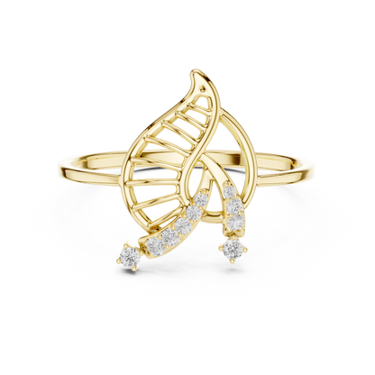 CZ Butterfly Ring Slim Silver Leaf Inspired Jewelry - Openwork Wing Silver Band Crystal Look