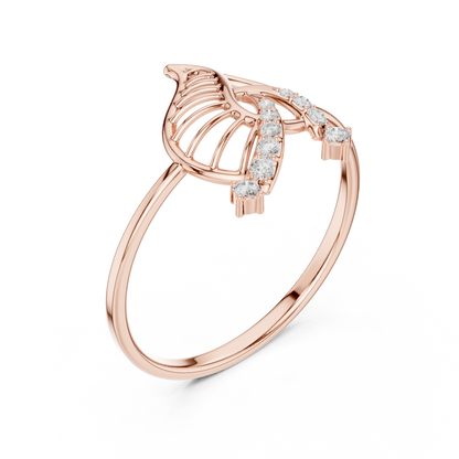 CZ Butterfly Ring Slim Silver Leaf Inspired Jewelry - Openwork Wing Silver Band Crystal Look