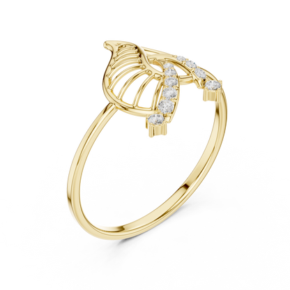 CZ Butterfly Ring Slim Silver Leaf Inspired Jewelry - Openwork Wing Silver Band Crystal Look