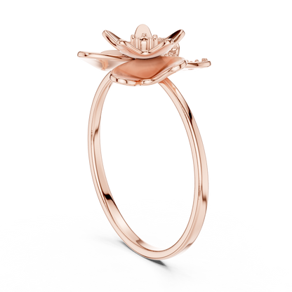 Lotus Bloom Minimalist Band | Dainty Floral Jewelry Gift Women - Enchant Flower Timeless Gold Style