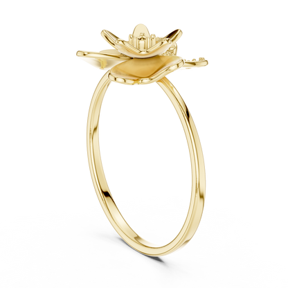 Lotus Bloom Minimalist Band | Dainty Floral Jewelry Gift Women - Enchant Flower Timeless Gold Style