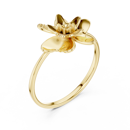 Lotus Bloom Minimalist Band | Dainty Floral Jewelry Gift Women - Enchant Flower Timeless Gold Style