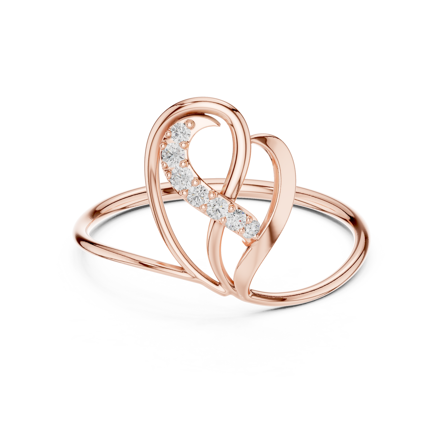 Stylish Heart Ring - Glowing Diamond Line - Symbol Of Endless Love - Heart Shaped Diamond
