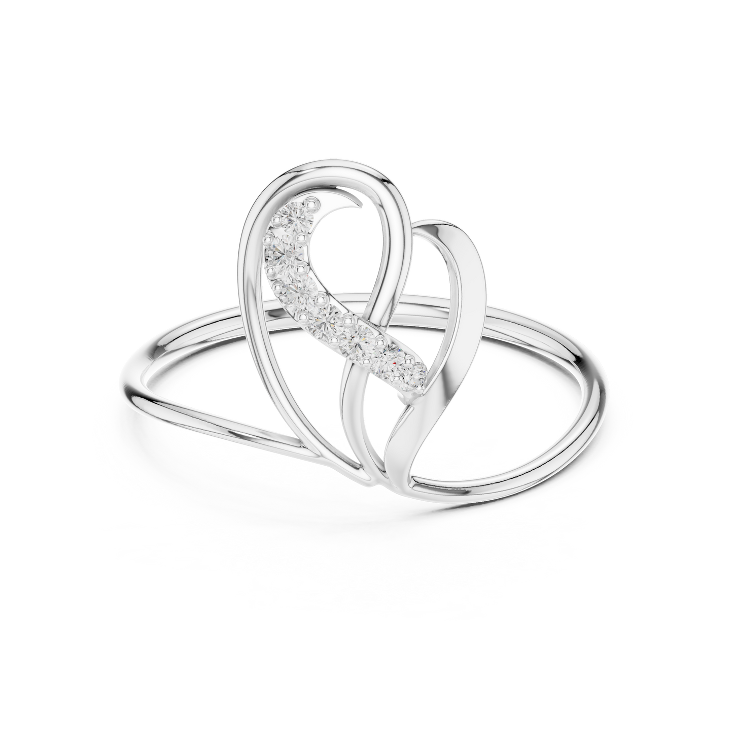 Stylish Heart Ring - Glowing Diamond Line - Symbol Of Endless Love - Heart Shaped Diamond