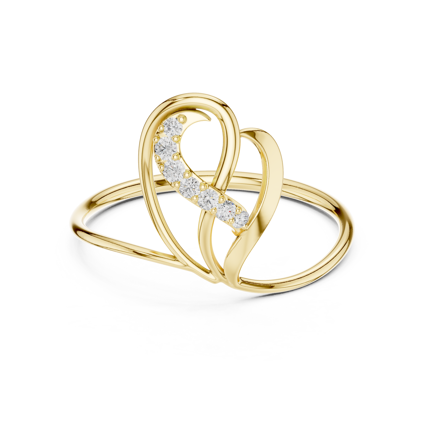 Stylish Heart Ring - Glowing Diamond Line - Symbol Of Endless Love - Heart Shaped Diamond