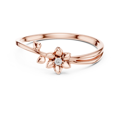 Charming Floral Diamond Ring | Smooth Silver Polish | Subtle Sparkle Pure Elegance